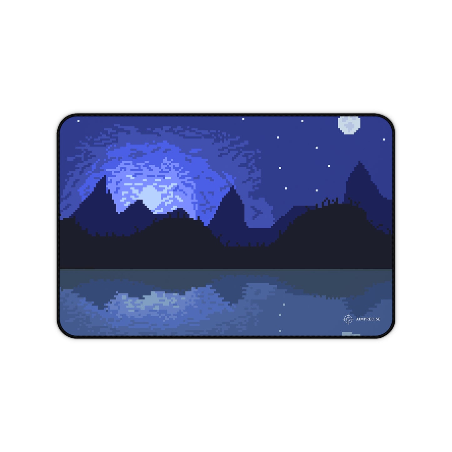 Mountain Lake Moonlit Pixel Art Mouse Pad - AimPrecise