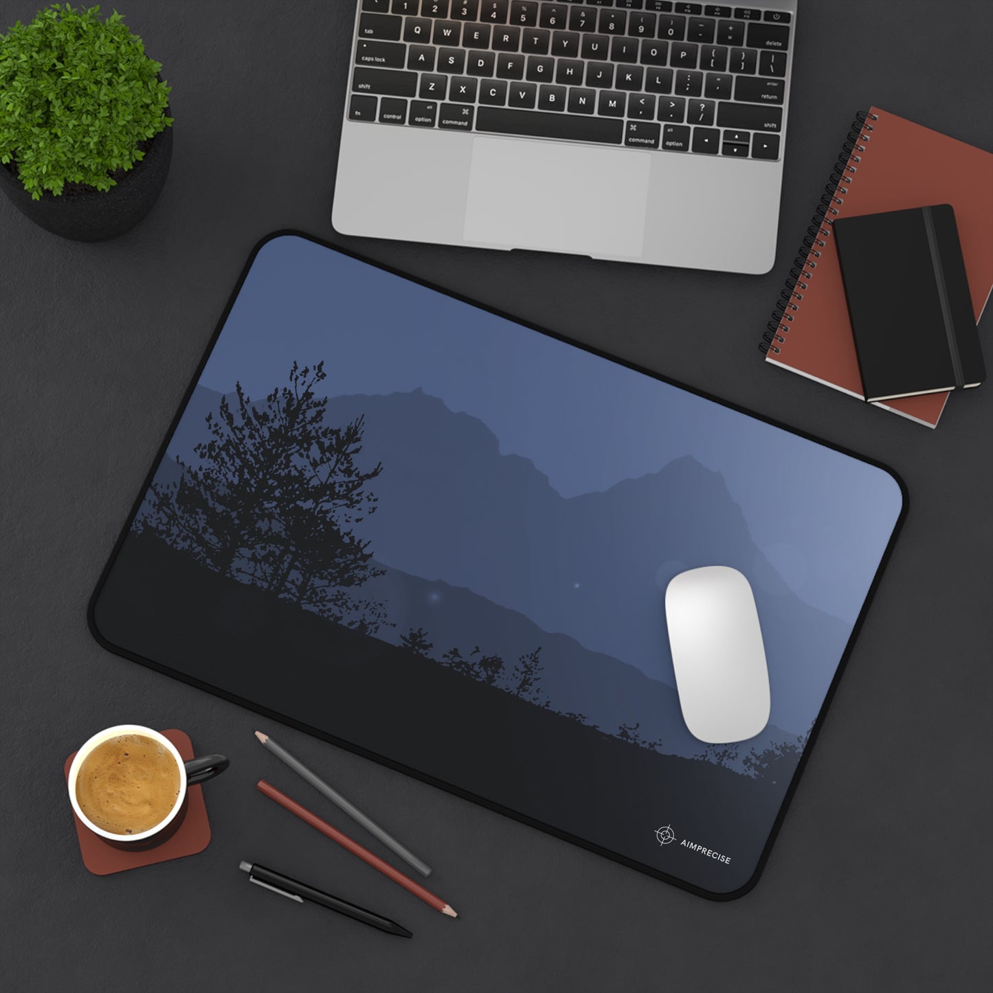 Midnight Mountain Silhouette Mouse Pad - AimPrecise