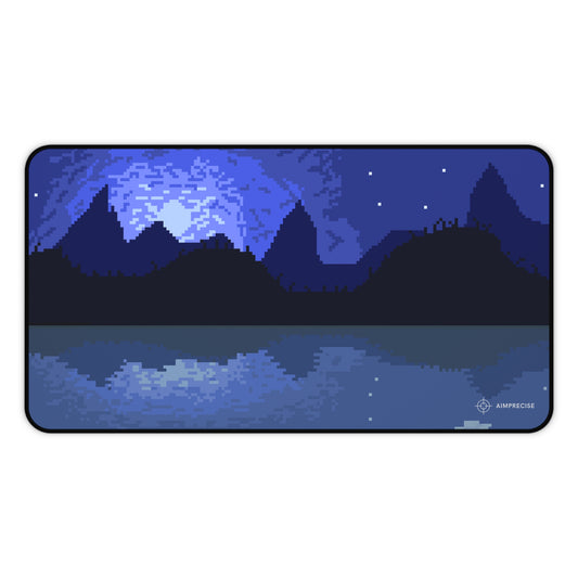 Mountain Lake Moonlit Pixel Art Mouse Pad - AimPrecise