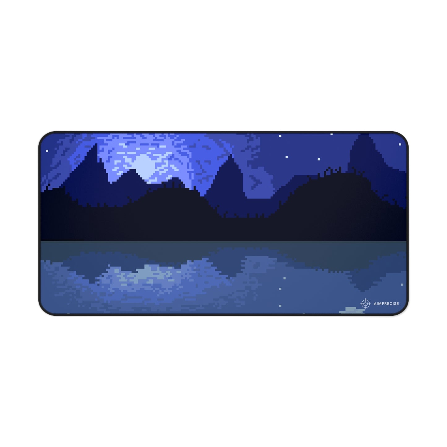 Mountain Lake Moonlit Pixel Art Mouse Pad - AimPrecise